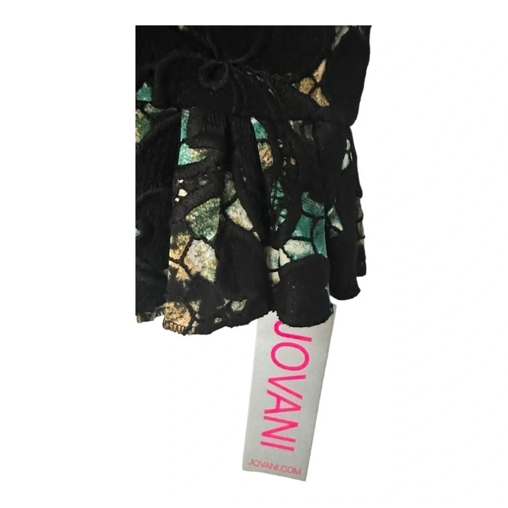 Jovani Masalvi Black and Green Embroidered Top - Size 0 - Picture 6 of 11